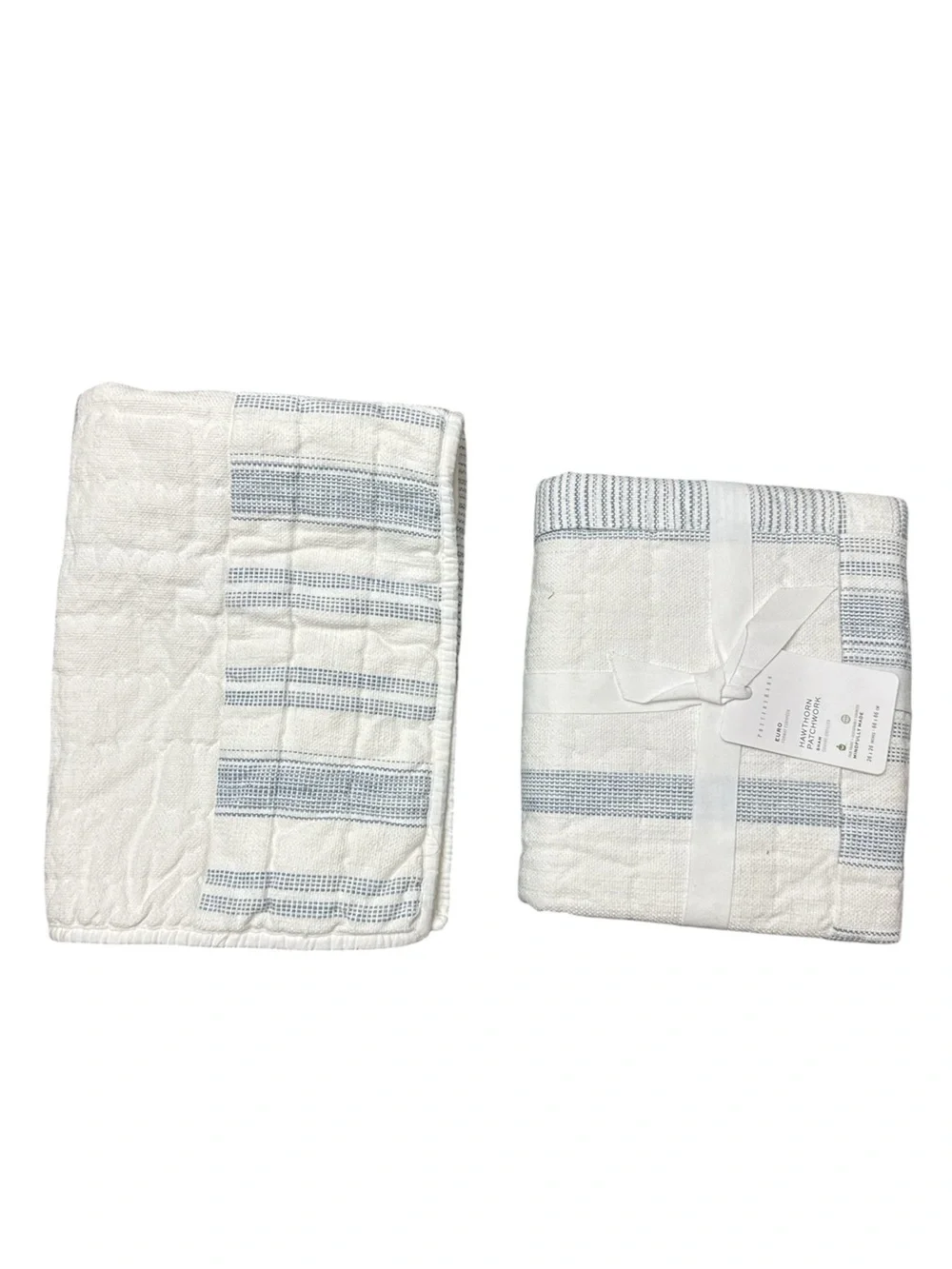 Pottery Barn Hawthorn Handcrafted Patchwork Quilted Euro Shams Set of Two